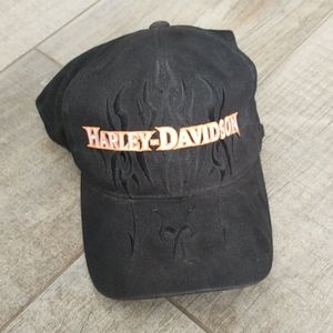 Vintage Black Harley Davidson Flame Hat